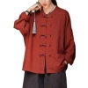 25 new original cotton and linen women's clothing, retro Chinese style, button-up color contrast and thread cardigan for women Item Picture